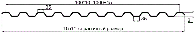 Фото: Профнастил оцинкованный С21 х 1000 (ОЦ-01-БЦ-0.45) в Красногорске