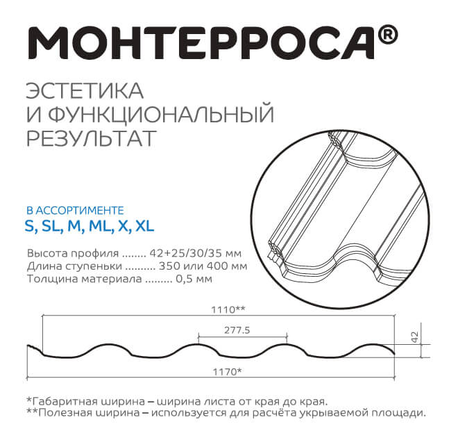 Металлочерепица МП Монтерроса-S (PureTech_Mat-20-7021-0.5)